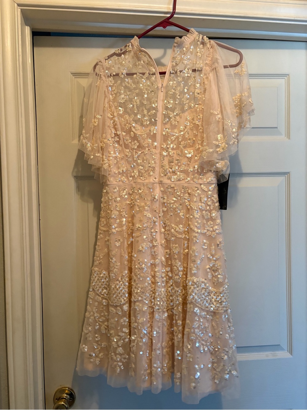 Needle & Thread Blush Sequin Embellished Mesh Dress